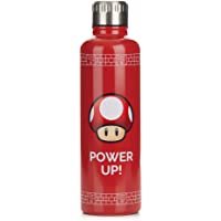Super Mario Bros Botella de agua metálica &quot-Power up&quot-- Diseño de tapa a prueba de derrames y fugas - 500 ml